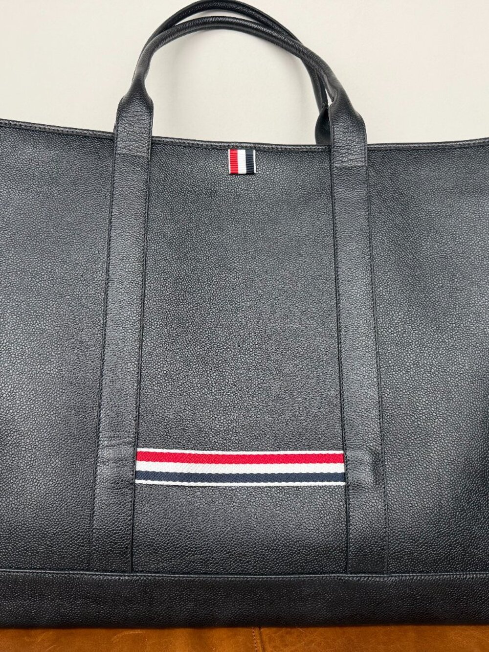Thom Browne Oversized Tool Tote in Pebble Grain Leather
